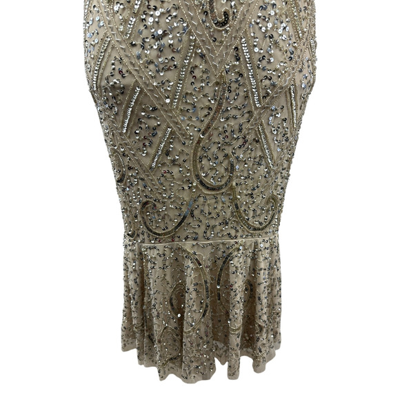 NWT Aidan Mattox Sequin Embellished V-Neck Flutter Hem Midi Dress *Altered* - Picture 5 of 16